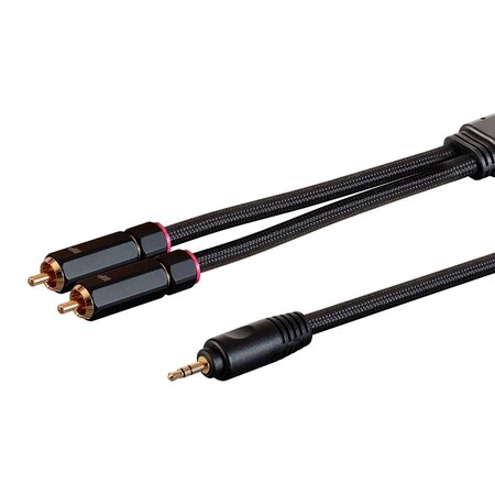 MONOPRICE Onix Series - 3.5mm to 2-Male RCA Adapter Cable_ 6ft_ Black 38082